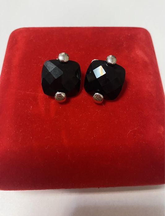 Cercei pătrați argint Sterling Silver cu onix fațetat 8 grame din 2007