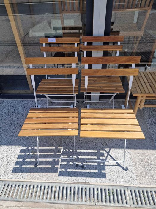 Ofertă-Set de 4 scaune pliabile, lemn masiv de acacia și oțel - vidaXL