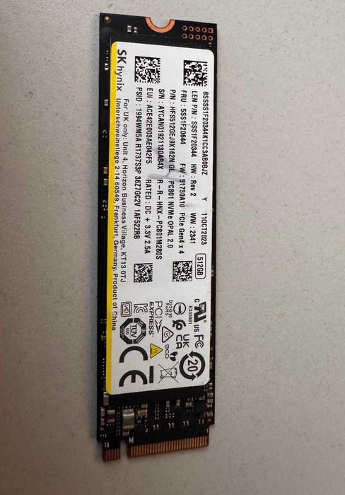 512GB NVMe Gen4 x4 M.2 2280 nou. SK Hynix PC801  100% 0 zile 123GB scris - raport ( 500GB M.2 512GB M.2 500GB NVMe PCIe 4.0)