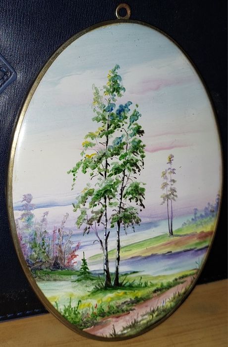 Старая Плакетка Финифть. Размер Плакетки указан на фото