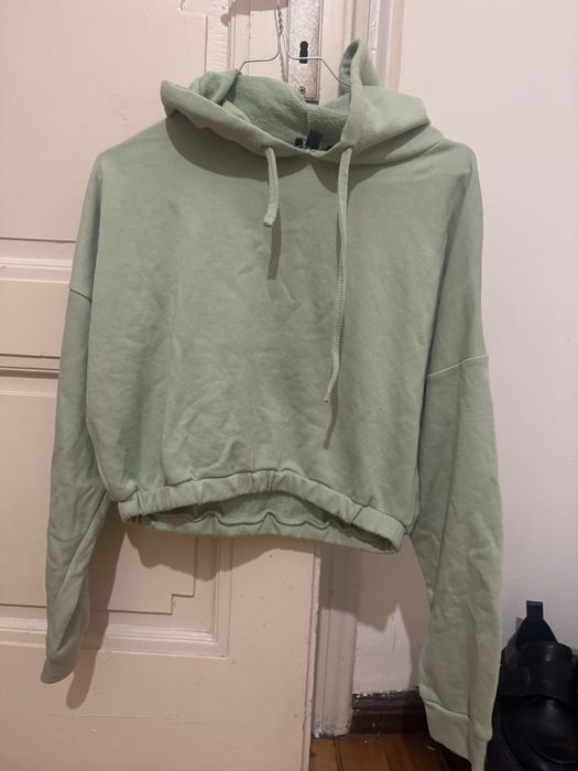 Дамски Суитшърт crop top в зелен цвят