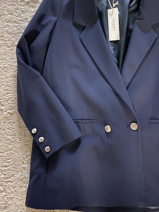 Sacou superb Kasha  (bleumarin) cu 2 nasturi metalivi