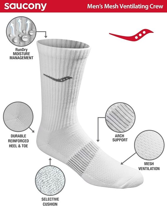 Спортивные носки Saucony Men's RunDry Crew Socks