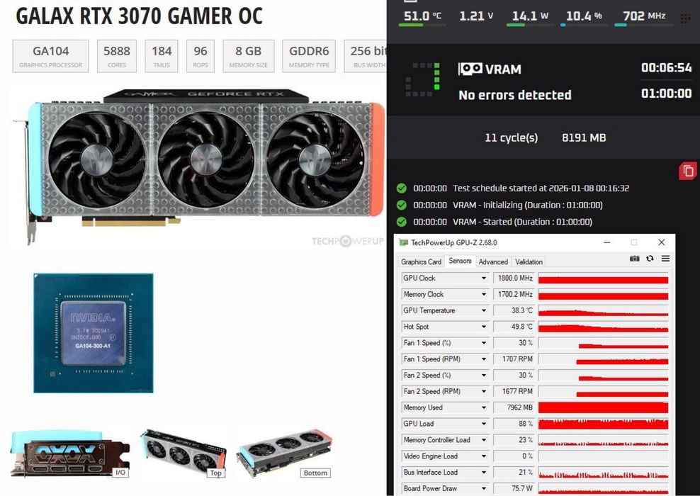 RTX3070 8GB Видеокарта