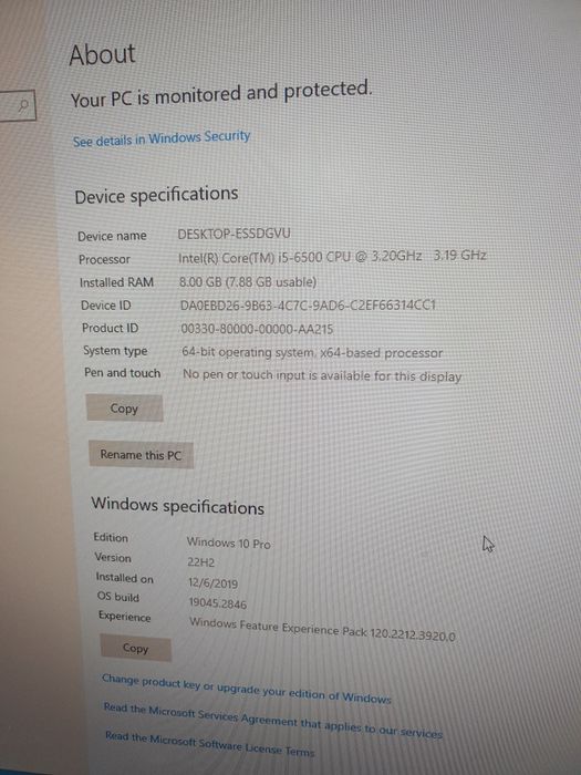 HP  Intel i5 RAM 8 GB DDR4, Hard  2.5  500 GB, Windows 10 Pro