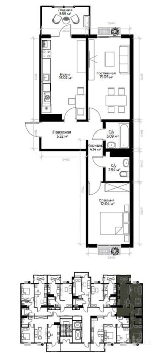 Собственная квартира 2 х комнатная с ремонтом от Golden House.