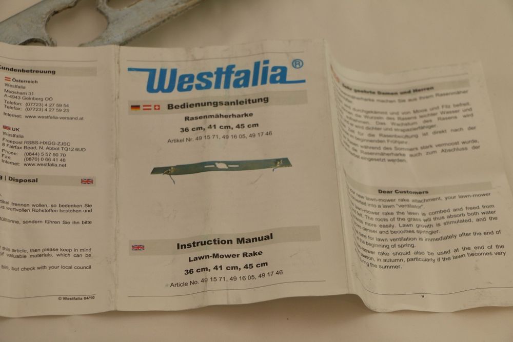 нож, перка за косачка, 36 см, нов, Westfalia- Германия