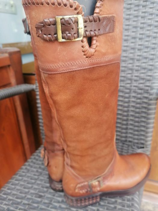 Дамски ботуши естествена кожа и велур