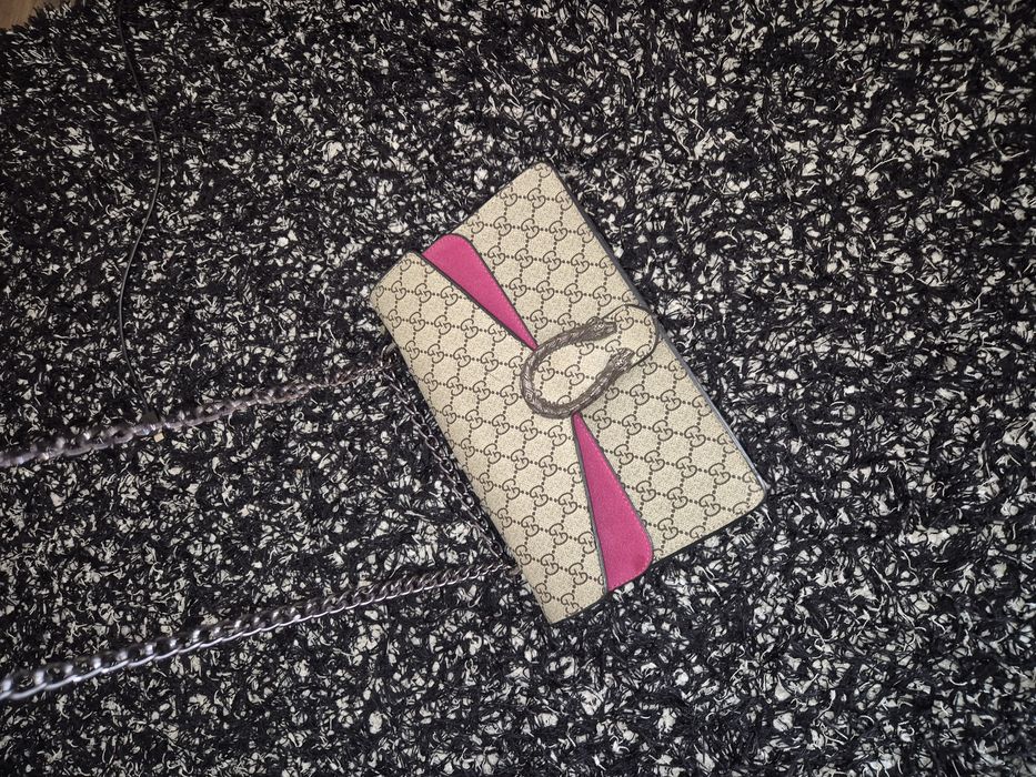 Гучи G.ucci Чанта ЕКРЮ И РОЗОВО