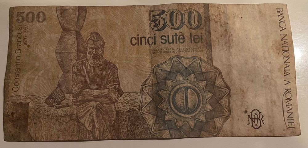 VINTAGE Bancnota 500 LEI Brancusi SERIA F0016 din 04.1991