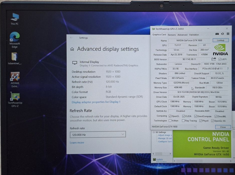 15.6' 120Hz IPS Lenovo Legion Ryzen 5 4600H/GTX 1650 4GB/16GB/512GB SSD+500GB