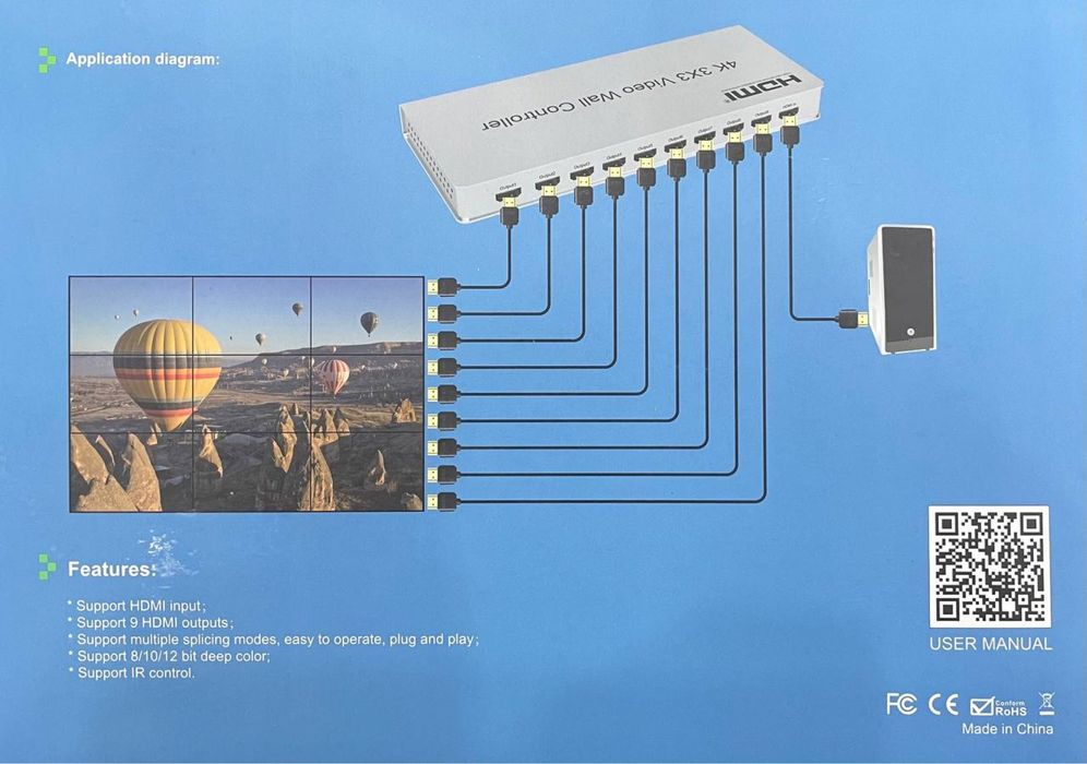 Hdmi  4k 3x3Video Wall Controller