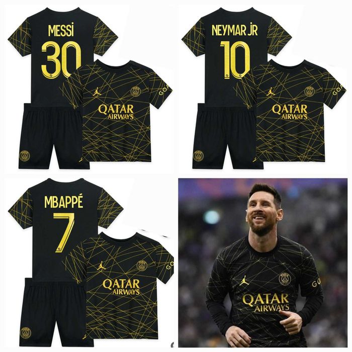 Детски Комплект + Екип Нeймар Детско ПАРИЖ Black White Neymar PSG New