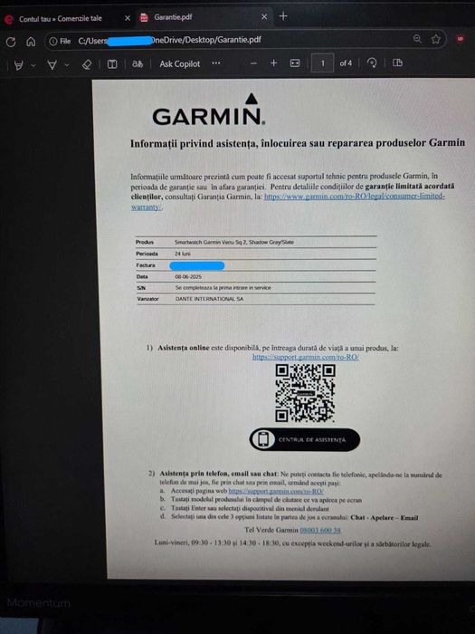 Smartwatch Garmin Venu Sq 2 + accesorii *IN GARANTIE 2 ANI*