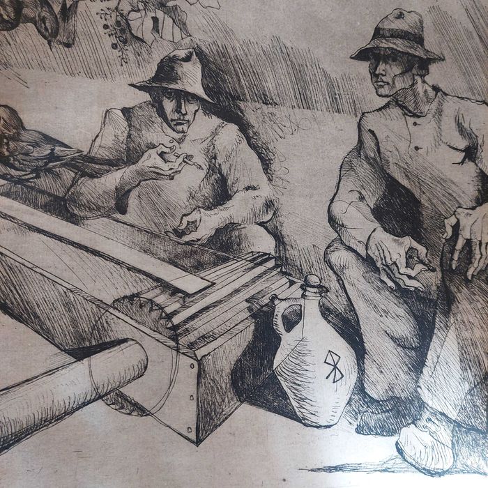 Paznicii, gravură originală de Bogdan Stihi