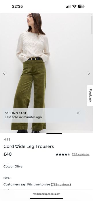 Брюки из вельвета Marks & Spencer - 10 uk