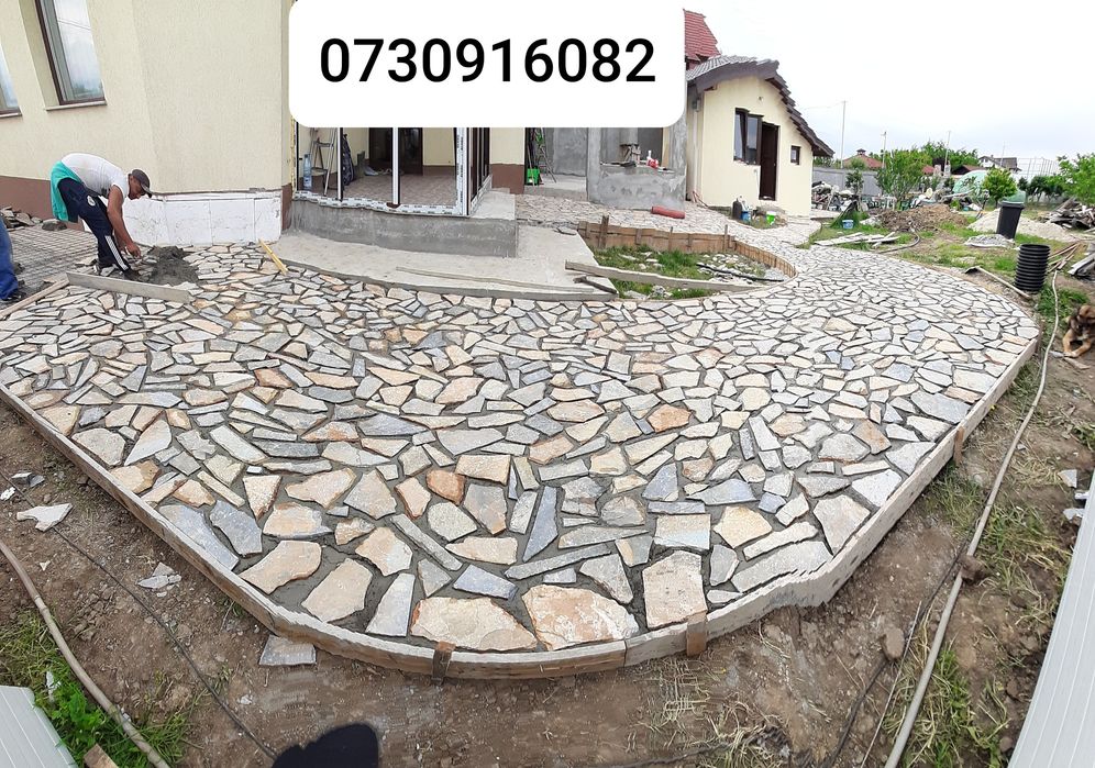 Gazon rulou tuia și piatra naturala