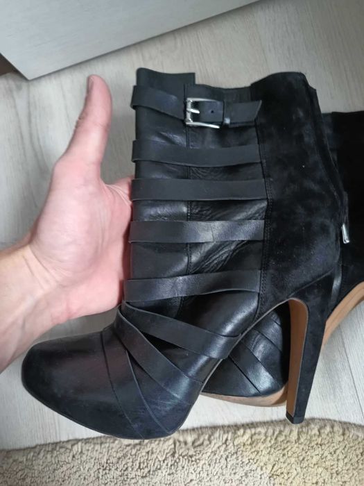 Ghete din Piele Sam Edelman Black Kendrix Leather Goth Rock Nr. 39