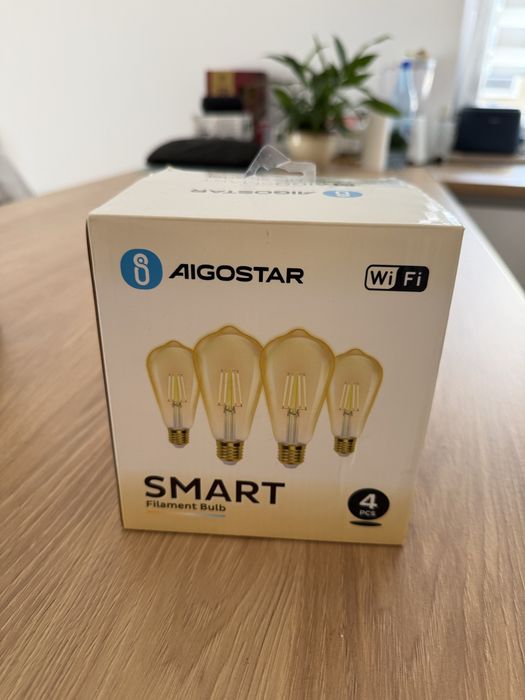 Set 4 Becuri Smart LED Vintage Aigostar, Filament, Wi-Fi, Soclu E27