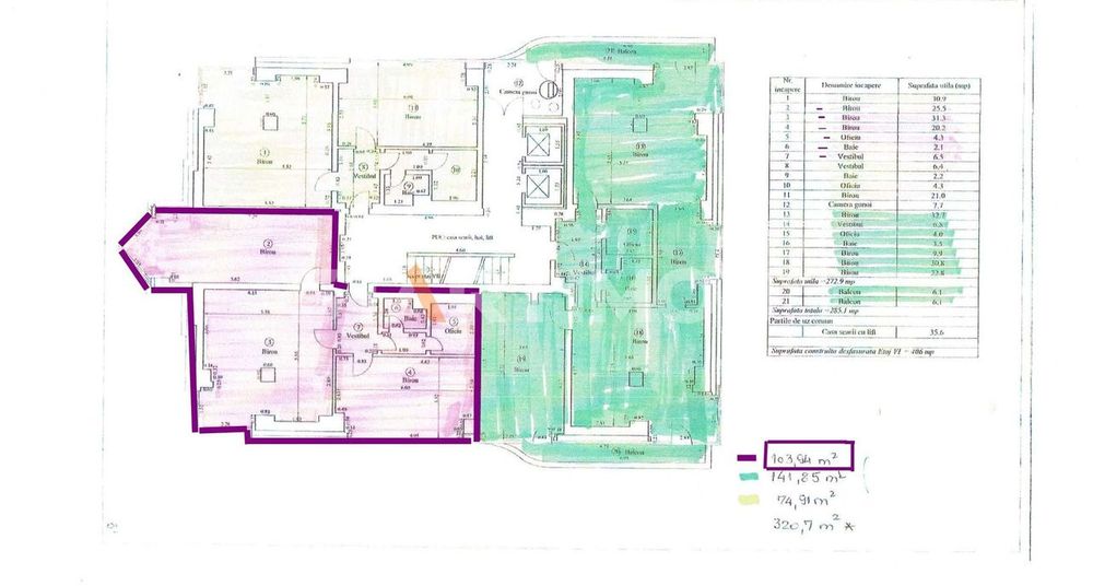 Spatiu de birouri 104 mp Centru Civic