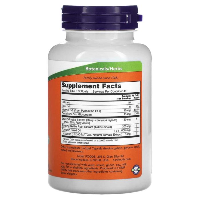 NOW Foods, Prostate Support, 90 мягких таблеток.  для простаты