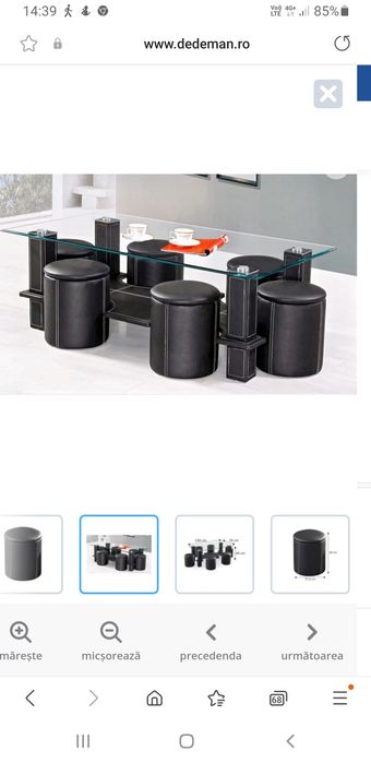 Masuta din sticla cu 6 scaune