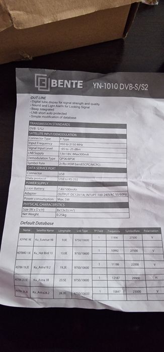 Satellit finder, Bente.