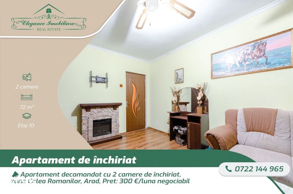 Apartament decomandat cu 2 camere de inchiriat, zona Calea Romanilor,
