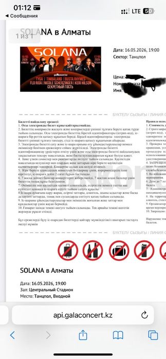 Билет на концерт звезд
