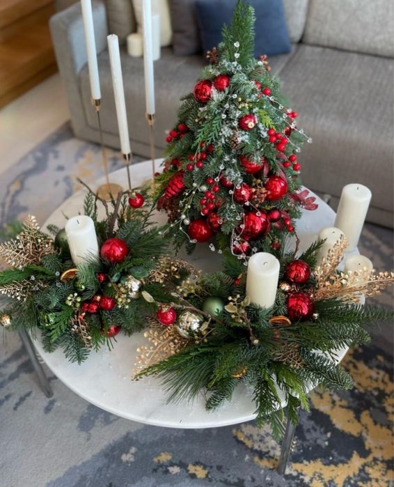 Елки, венки, гирлянды живые