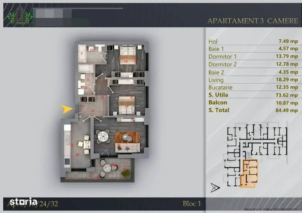 Apartament 3 camere | IMAGINI REALE | Direct dezvoltator | Pallady