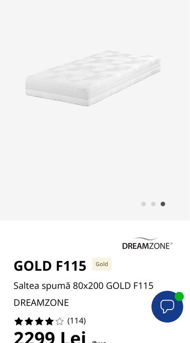 Vand Saltea spumă 80x200 GOLD F115 DREAMZONE