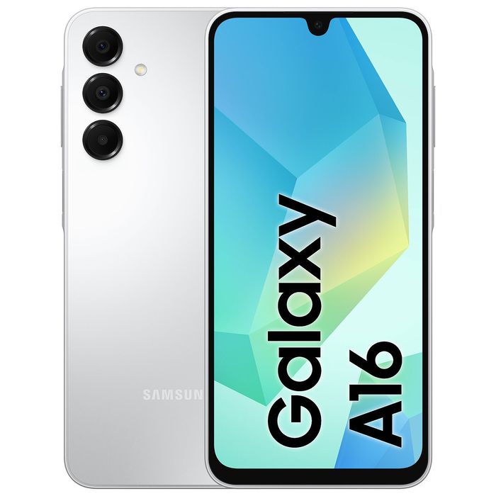 Samsung Galaxy A16 с преносимо зарядно.