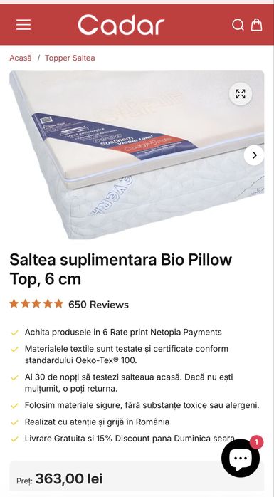 Topper saltea 6 cm
