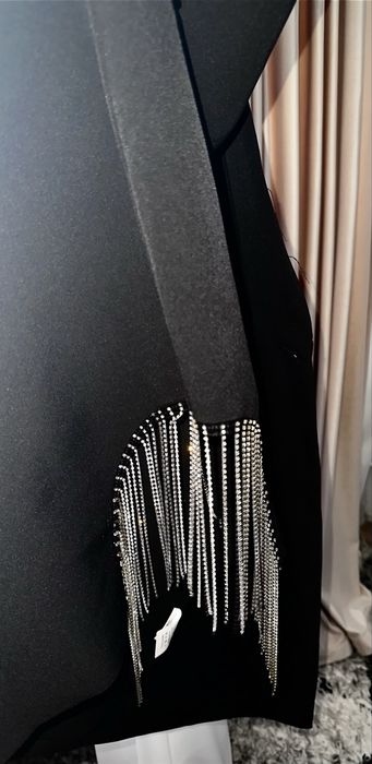 Rochie stil sacou crapata pe picior cu paiete , marime L