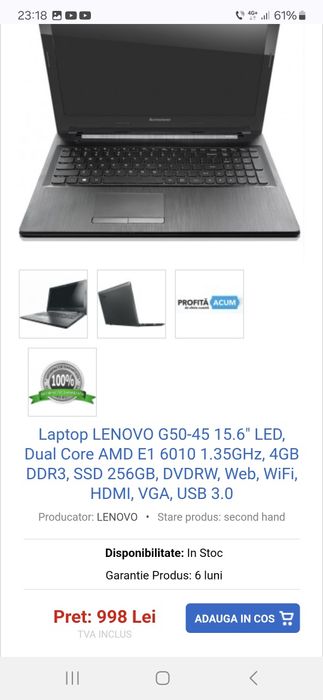 Vand sau schimb laptop