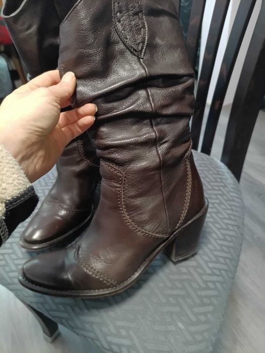 Нова цена! Дамски ботуши от естествена кожа