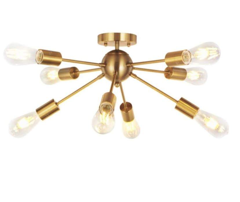 Plafoniera, 8 x E27, 40 W, 32 x 53 cm, Metal, Auriu