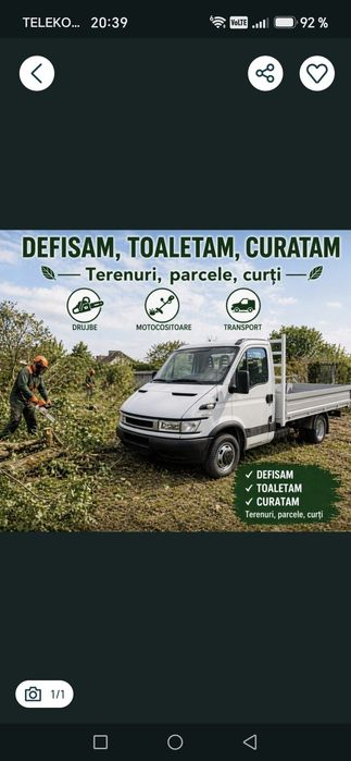 Servicii de Defrisare/Împrejmuire teren/tocator crengi
