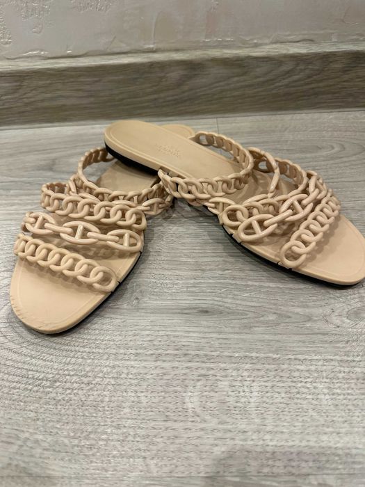 Hermès Rivage чехли екрю 40