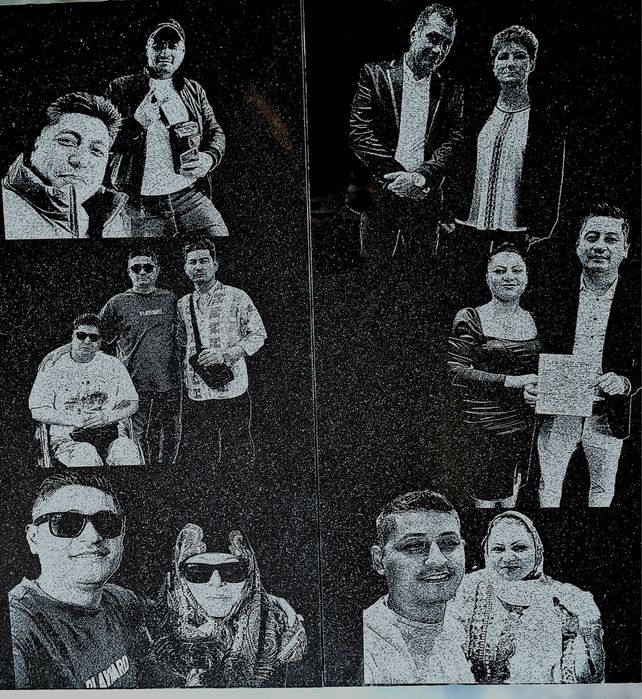 Fotogravura cimitir , granit negru , placa mormant, cruce, felinar