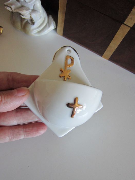 cadou rar Monograma lui Isus Holy Water pt apa sfintita Goebel Germany