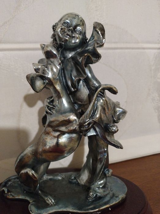 Страхотна статуя на Клоун и куче ръчна,1100 гр. Тежи