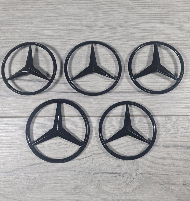 Emblema-Sigla-Logo-Stea-Mercedes-Spate-Neagra-Lucios-Black-C-E-S-GLE