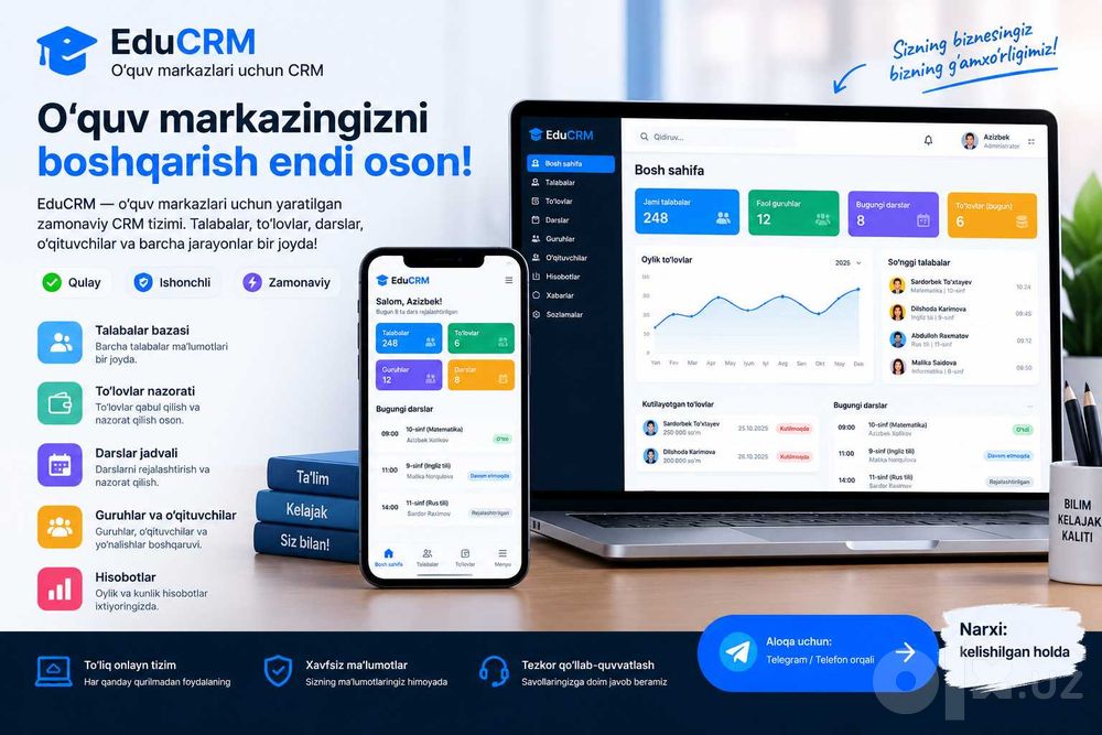 Oʻquv markazi uchun CRM platforma