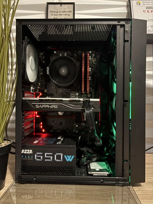 Геймърски компютър Ryzen 3600/RX580 8GB/8 ram/128 nvme/500GB HDD/650W