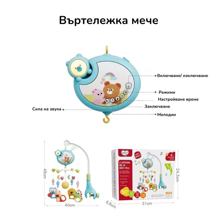 Музикална въртележка за бебешка кошара