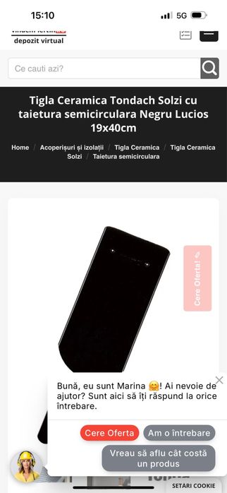 Tigla ceramica Tondach solzi, negru, 19x40 cm