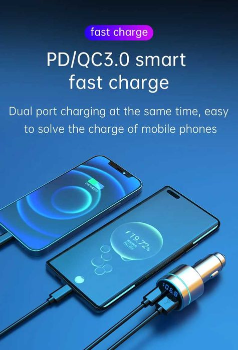 Bluetooth FM трансмитер BC61 QC 3.0 Бързо зареждане QC 3.0 MicroSD