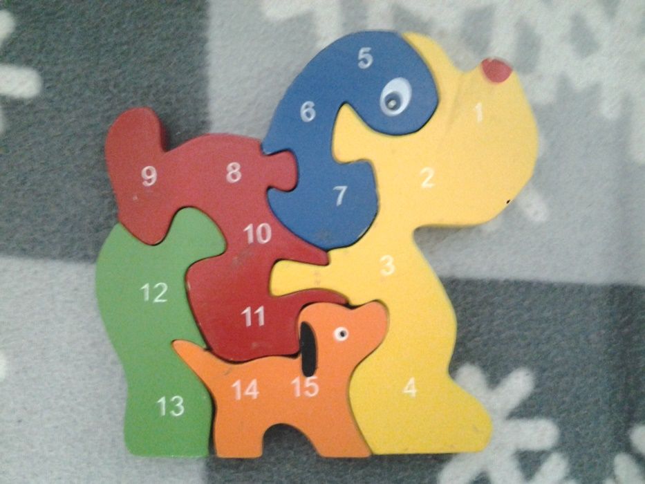 ***Puzzle lemn catel jucarie pentru copii +2 ani